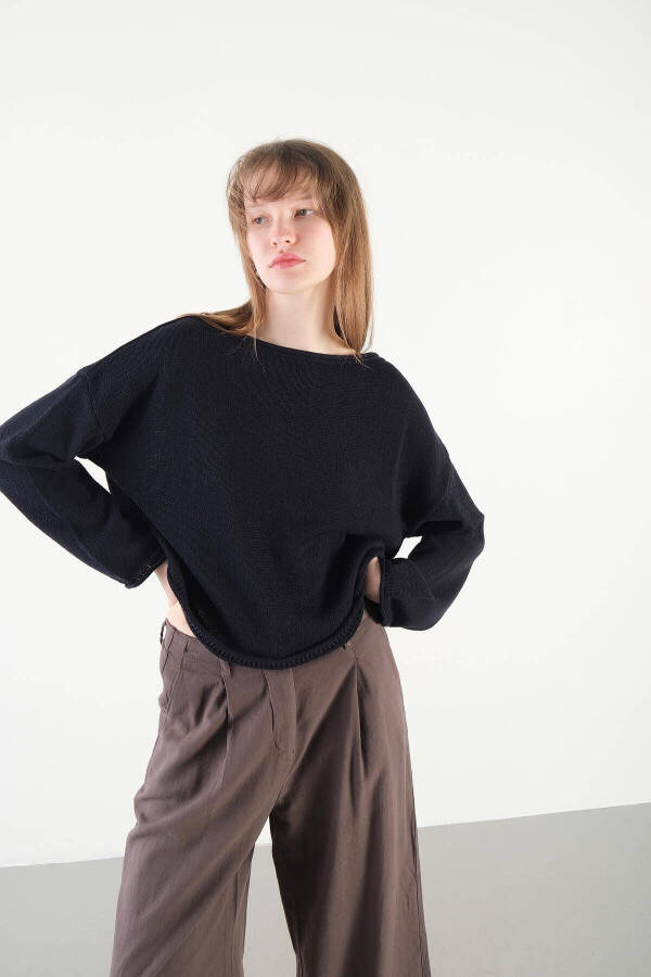 Boat Neck Knitted Sweater K10237-a5 - 1