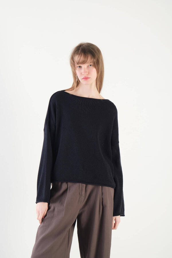 Boat Neck Knitted Sweater K10237-a5 - 2