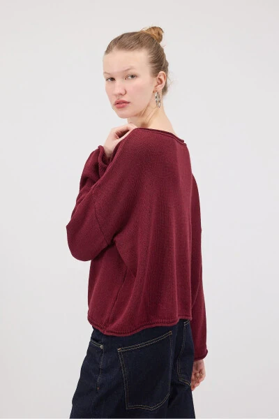 Boat Neck Knitted Sweater K10237-A5 - 2