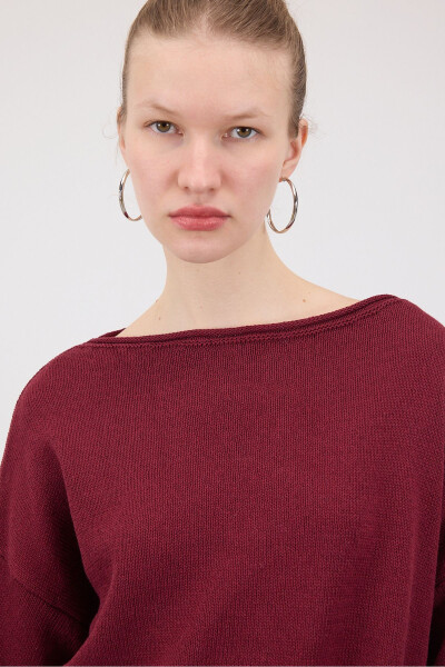 Boat Neck Knitted Sweater K10237-A5 - 3
