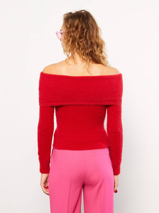 Boat Neck Plain Long Sleeve Women's Knit Sweater - 21