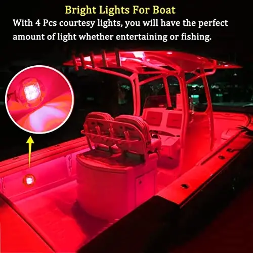 Boaton LED Night Fishing Lights, Courtesy, Deck, Navigation Lights For Boats, Red - 3