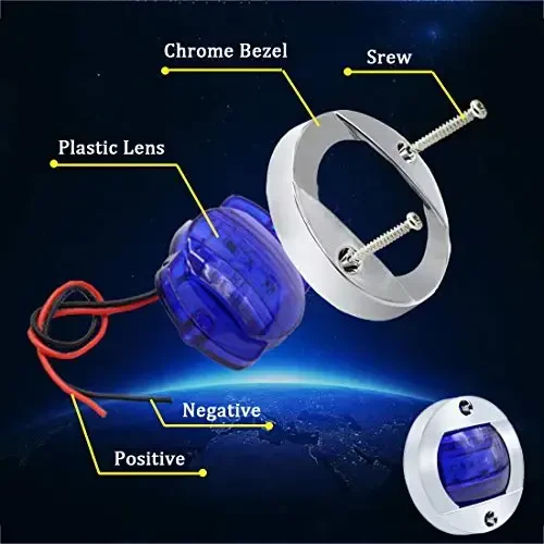 Boaton LED tungi baliq ovlash chiroqlari - Bo'sh joy, paluba, qayiqlar uchun navigatsiya chiroqlari (ko'k) - BOATON (1)