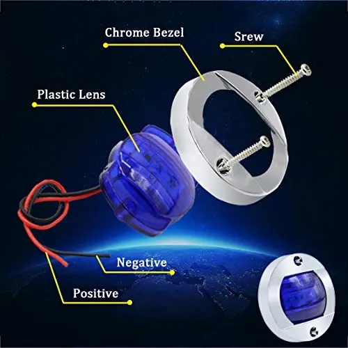 Boaton LED tungi baliq ovlash chiroqlari - Bo'sh joy, paluba, qayiqlar uchun navigatsiya chiroqlari (ko'k) - 2