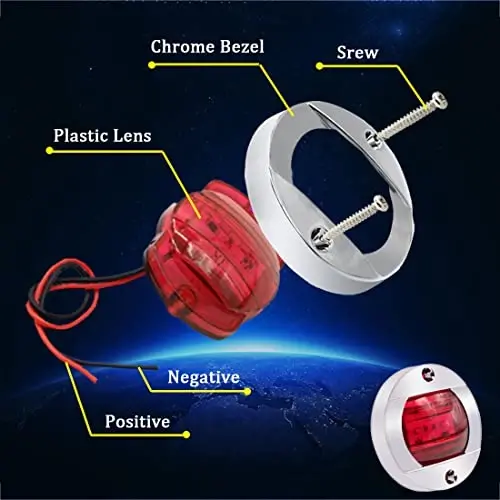 Boaton LED tungi baliq ovlash chiroqlari, Ehtirom, Paluba, Qayiqlar uchun navigatsiya chiroqlari, Qizil - BOATON (1)