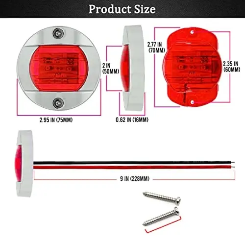 Boaton LED tungi baliq ovlash chiroqlari, Ehtirom, Paluba, Qayiqlar uchun navigatsiya chiroqlari, Qizil - 4