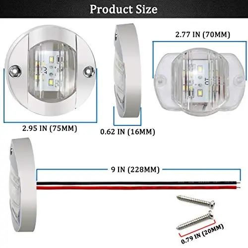 Boaton LED tungi baliq ovlash chiroqlari - Kema uchun odob, paluba, navigatsiya chiroqlari (oq) - 4