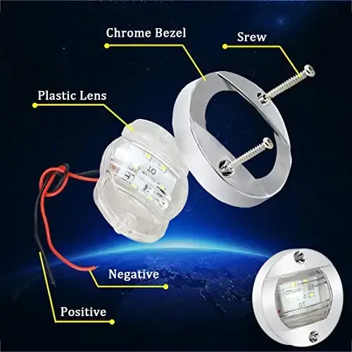 Boaton LED tungi baliq ovlash chiroqlari - Kema uchun odob, paluba, navigatsiya chiroqlari (oq) - 3