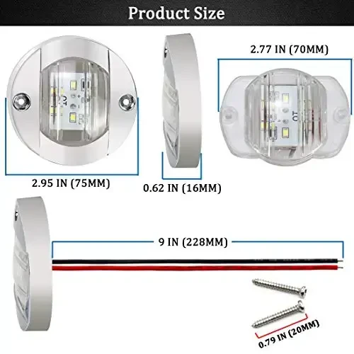 Boaton LED tungi baliq ovlash chiroqlari - Kema uchun odob, paluba, navigatsiya chiroqlari (oq) - 4