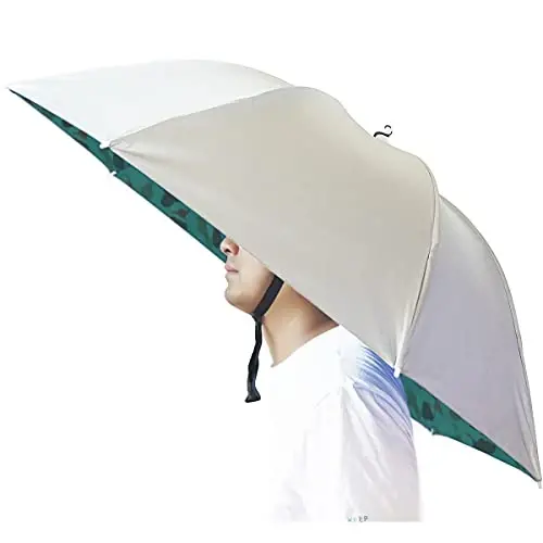 Bocampty Umbrella Hat, 37 inch Fishing Umbrella Hat Hands Free Foldable UV Protection Umbrella Cap Adjustable Headwear for Fishing Golf Camping Beach Gardening Sunshade Outdoor - 1