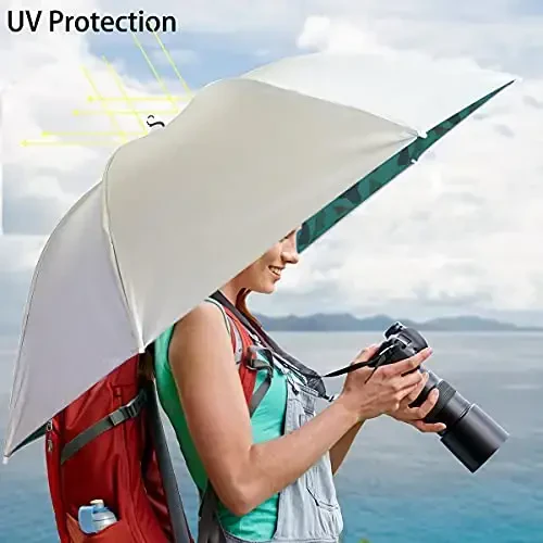 Bocampty Umbrella Hat, 37 inch Fishing Umbrella Hat Hands Free Foldable UV Protection Umbrella Cap Adjustable Headwear for Fishing Golf Camping Beach Gardening Sunshade Outdoor - 3
