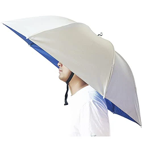 Bocampty Umbrella Hat, 37 inch Fishing Umbrella Hat Hands Free Foldable UV Protection Umbrella Cap Adjustable Headwear for Fishing Golf Camping Beach Gardening Sunshade Outdoor - Bocampty