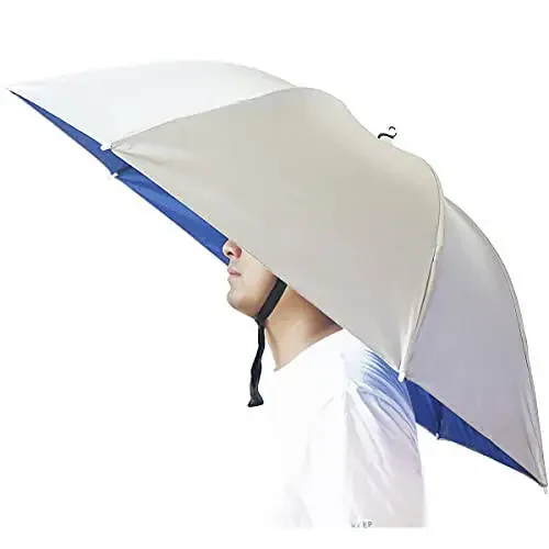 Bocampty Umbrella Hat, 37 inch Fishing Umbrella Hat Hands Free Foldable UV Protection Umbrella Cap Adjustable Headwear for Fishing Golf Camping Beach Gardening Sunshade Outdoor - 1