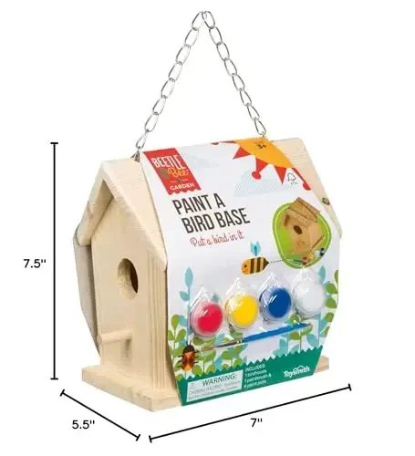 Beetle & Bee Paint A Bird Base, Backyard Birdhouse Kit, Bird House Painting Kit for Kids, DIY Arts & Crafts Gardening For Kids & Teens, Boys & Girls - 4