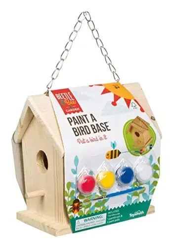 Beetle & Bee Paint A Bird Base, Backyard Birdhouse Kit, Bird House Painting Kit for Kids, DIY Arts & Crafts Gardening For Kids & Teens, Boys & Girls - 3 YEARS AND UP