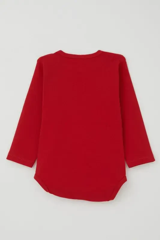 Боди для мальчика с кнопками и надписью, 9 мес.-3 года, красно-красный - 2