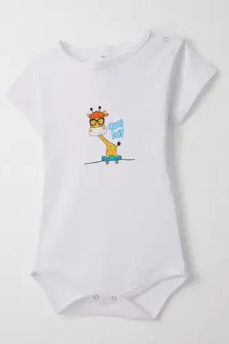 Боди для мальчика с кнопками, милый жираф-скейтбордист, 9-36 месяцев, белый - 3