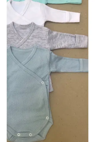 Боди-крест с длинным рукавом, с варежками и кнопками (5 ШТ.) - 3