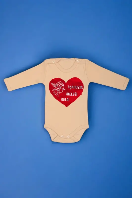 Боди с принтом «Ангел вашей любви пришел» из 100% хлопка – Бежевый - BEBETOSPIK