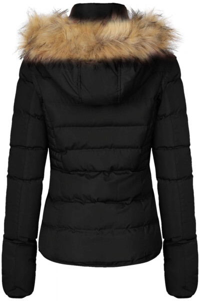 BodiLover Women's Winter Quilted Puffer Short Coat Jacket Plus Size with Removable Faux Fur Hood and Zipper, Black, 3X - 2
