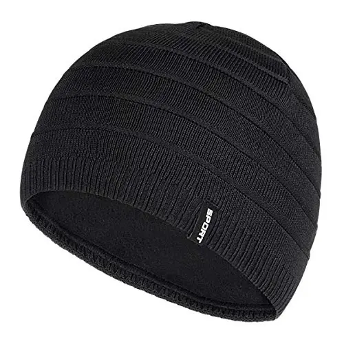 Bodvera Mens Winter Beanie Hat Warm Knit Cuffed Plain Toboggan Ski Skull Cap (3 Patterns) - 1