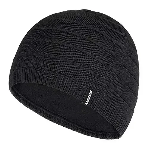 Bodvera Mens Winter Beanie Hat Warm Knit Cuffed Plain Toboggan Ski Skull Cap (3 Patterns) - BODVERA