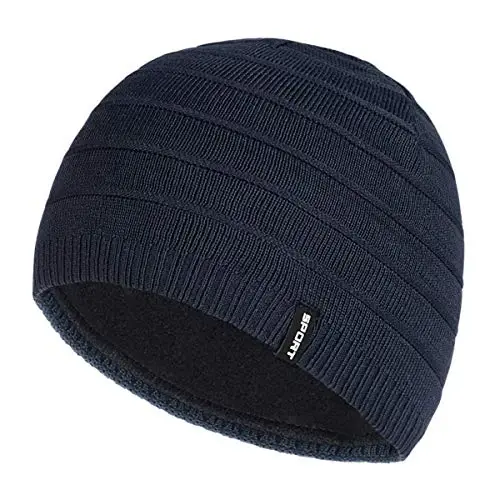 Bodvera Mens Winter Beanie Hat Warm Knit Cuffed Plain Toboggan Ski Skull Cap (3 Patterns) 