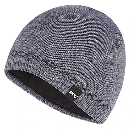 Bodvera Mens Winter Beanie Hat Warm Knit Cuffed Plain Toboggan Ski Skull Cap (3 Patterns) - 1