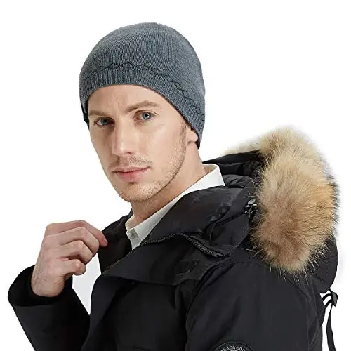 Bodvera Mens Winter Beanie Hat Warm Knit Cuffed Plain Toboggan Ski Skull Cap (3 Patterns) - 6