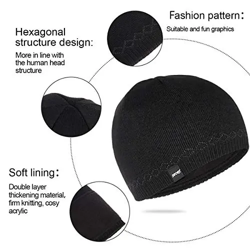 Bodvera Mens Winter Beanie Hat Warm Knit Cuffed Plain Toboggan Ski Skull Cap (3 Patterns) - 4