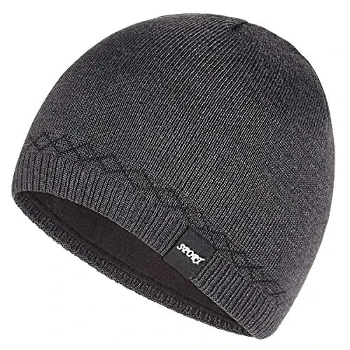 Bodvera Mens Winter Beanie Hat Warm Knit Cuffed Plain Toboggan Ski Skull Cap (3 Patterns) - 1