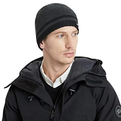 Bodvera Mens Winter Beanie Hat Warm Knit Cuffed Plain Toboggan Ski Skull Cap (3 Patterns) - 6