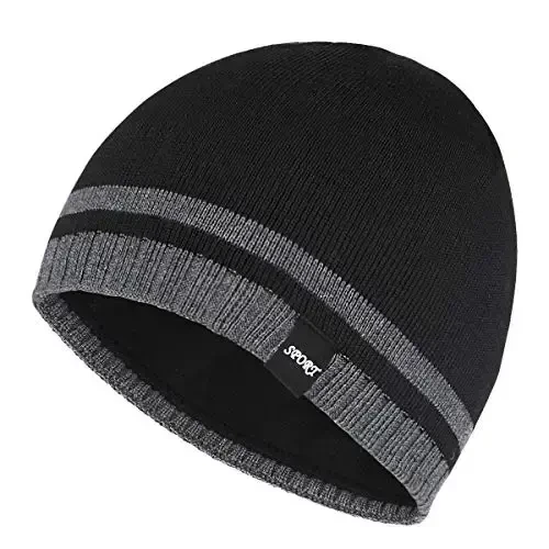 Bodvera Mens Winter Beanie Hat Warm Knit Cuffed Plain Toboggan Ski Skull Cap (3 Patterns) 