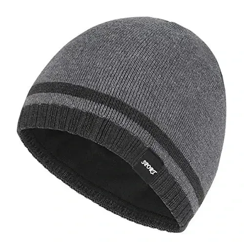 Bodvera Mens Qishki Shapka iliq Trikotaj Manjetli Oddiy Toboggan chang'i Bosh suyagi qopqog'i (3 naqsh) - BODVERA