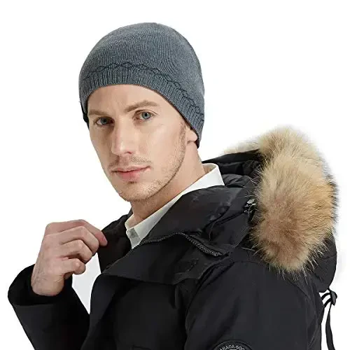 Bodvera Mens Winter Beanie Hat Warm Knit Cuffed Plain Toboggan Ski Skull Cap (3 Patterns) - 6