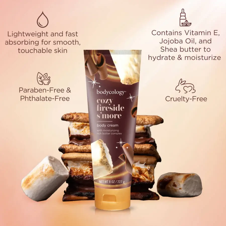 Bodycology Shea Butter Body Cream, Cozy Fireside S'more, 8 oz - 1