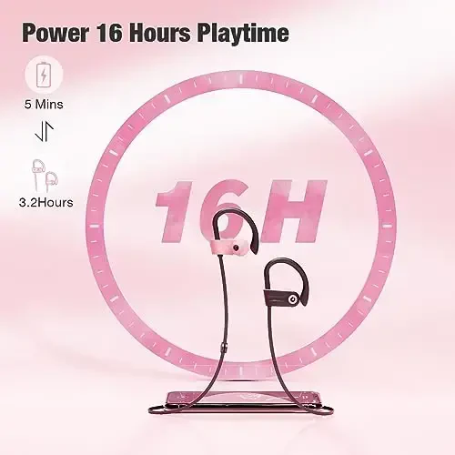 Boean Bluetooth Headphones, Wireless Earbuds with 16 Hours Bluetooth 5.3 Wireless Headphones HD Deep Bass Stereo IPX7 Waterproof Earphones for Sports Headset - 4