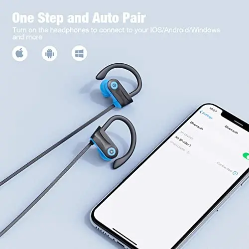 Boean Bluetooth Headphones, Bluetooth 5.3 Wireless Headphones with 16 Hours Playtime, Stereo Bass IPX7 Waterproof Over Ear Earphones for Workout and Sports Running - 5