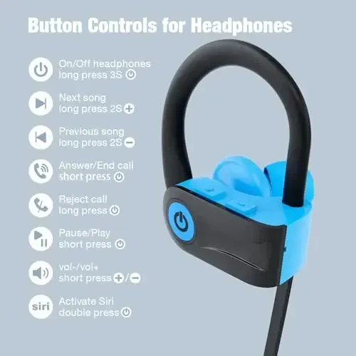 Boean Bluetooth Headphones, Bluetooth 5.3 Wireless Headphones with 16 Hours Playtime, Stereo Bass IPX7 Waterproof Over Ear Earphones for Workout and Sports Running - 6