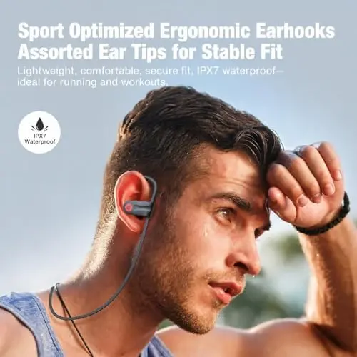 Boean Bluetooth Headphones, Wireless Headphones with 16 Hours Playtime Bluetooth 5.3 Wireless Earbuds HD Stereo Sound IPX7 Waterproof Earphones AI Music Generation Workout Headset for Running Sports - BOEAN (1)