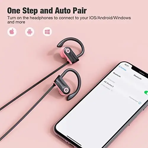 Boean Bluetooth quloqchinlari, 16 soatlik Bluetooth 5.3 simsiz quloqchinlar HD chuqur bass stereo IPX7 suv o'tkazmaydigan sport garniturasi uchun simsiz quloqchinlar - 5