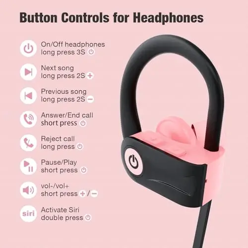 Boean Bluetooth quloqchinlari, 16 soatlik Bluetooth 5.3 simsiz quloqchinlar HD chuqur bass stereo IPX7 suv o'tkazmaydigan sport garniturasi uchun simsiz quloqchinlar - 6