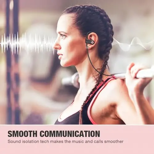 Boean Bluetooth quloqchinlari, 16 soatlik Bluetooth 5.3 simsiz quloqchinlar HD chuqur bass stereo IPX7 suv o'tkazmaydigan sport garniturasi uchun simsiz quloqchinlar - 3