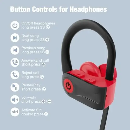 Boean Workout Headphones Bluetooth Headphone with Mic Bluetooth 5.3 Technology with Stereo Sound Deep Bass 16 Hrs Playback Running Headphones IPX7 Rating for Sports - 5