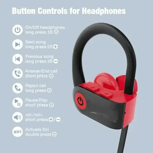 Boean Workout Headphones Bluetooth Headphone with Mic Bluetooth 5.3 Technology with Stereo Sound Deep Bass 16 Hrs Playback Running Headphones IPX7 Rating for Sports - 5