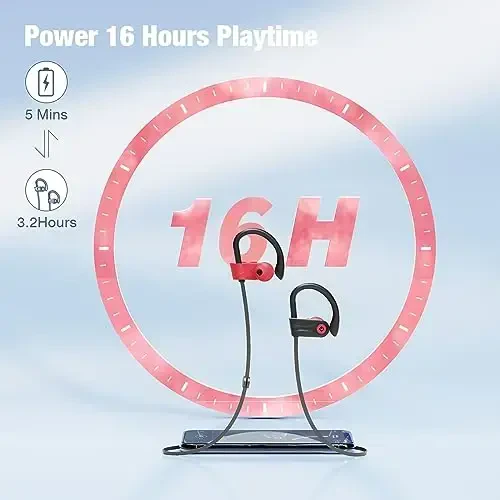Boean Workout Headphones Bluetooth Headphone with Mic Bluetooth 5.3 Technology with Stereo Sound Deep Bass 16 Hrs Playback Running Headphones IPX7 Rating for Sports - 6