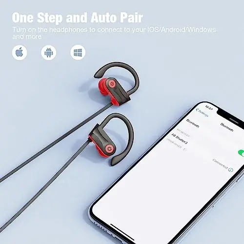 Boean Workout Headphones Bluetooth Mic bilan eshitish vositasi Bluetooth 5.3 texnologiyasi Stereo Sound Deep Bass 16 soat ijro etish Yugurish uchun eshitish vositasi IPX7 sport uchun - 4