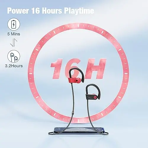 Boean Workout Headphones Bluetooth Mic bilan eshitish vositasi Bluetooth 5.3 texnologiyasi Stereo Sound Deep Bass 16 soat ijro etish Yugurish uchun eshitish vositasi IPX7 sport uchun - 6