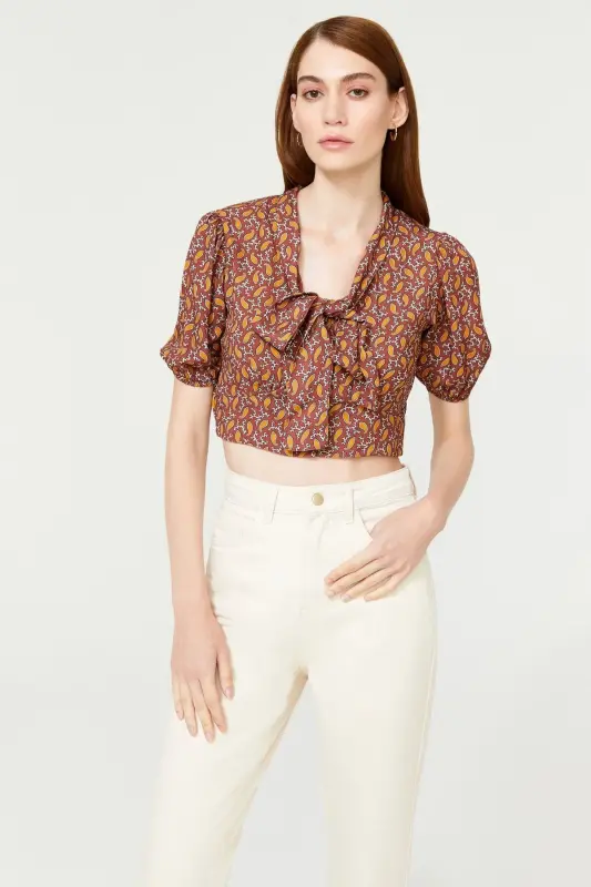 Bog'lamali Detalli Crop Bluz-210 - ADL