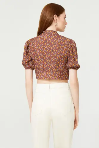 Bog'lamali Detalli Crop Bluz-210 - 5